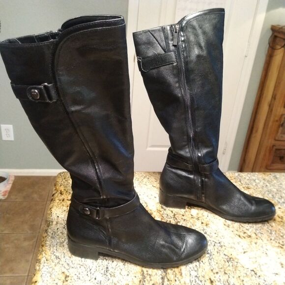 Circa Joan & David Knee High Black Leather Riding Boots Zip Up Women's Sz 8.5 M - Picture 9 of 14